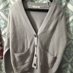 MADEWELL Mauve Button-Up Cardigan Sweater w/Long Sleeves and Front Pockets